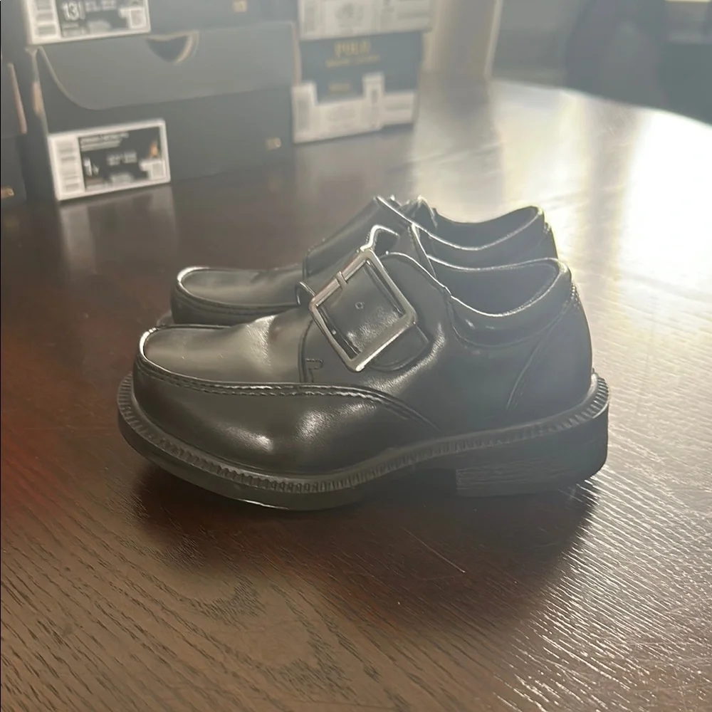 French Toast Boys Black School Uniform Dress Shoes Buckle Strap Size 7 NWT